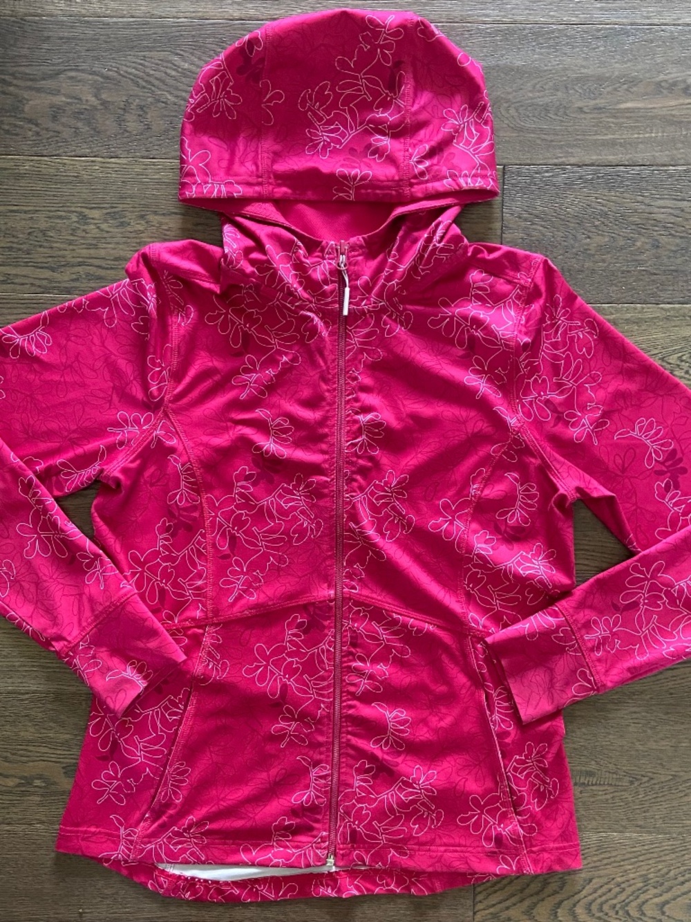 EUC: Hot Pink Floral Mondetta Zip-Up Athletic Hoodie Size M